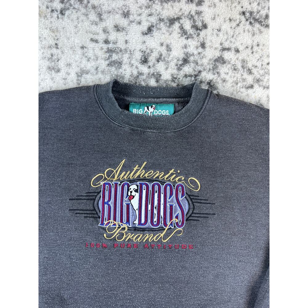 Vintage Big Dogs Sweatshirt Mens L Gray Crewneck Embroidered Streetwear Y2K 90s - Picture 2 of 7